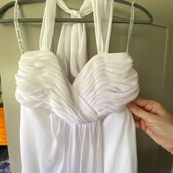 NWT Davids Bridal Halter Chiffon Wedding Dress Size 6 Empire Waist Sweetheart - Picture 6 of 16